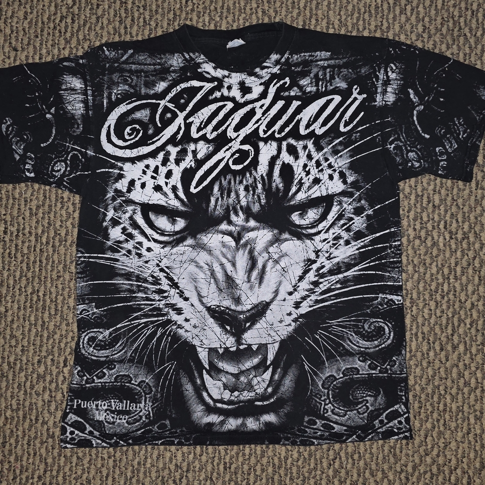 Yazbec Aop Jaguar Black Graphic Men's T-Shirt Size Medium